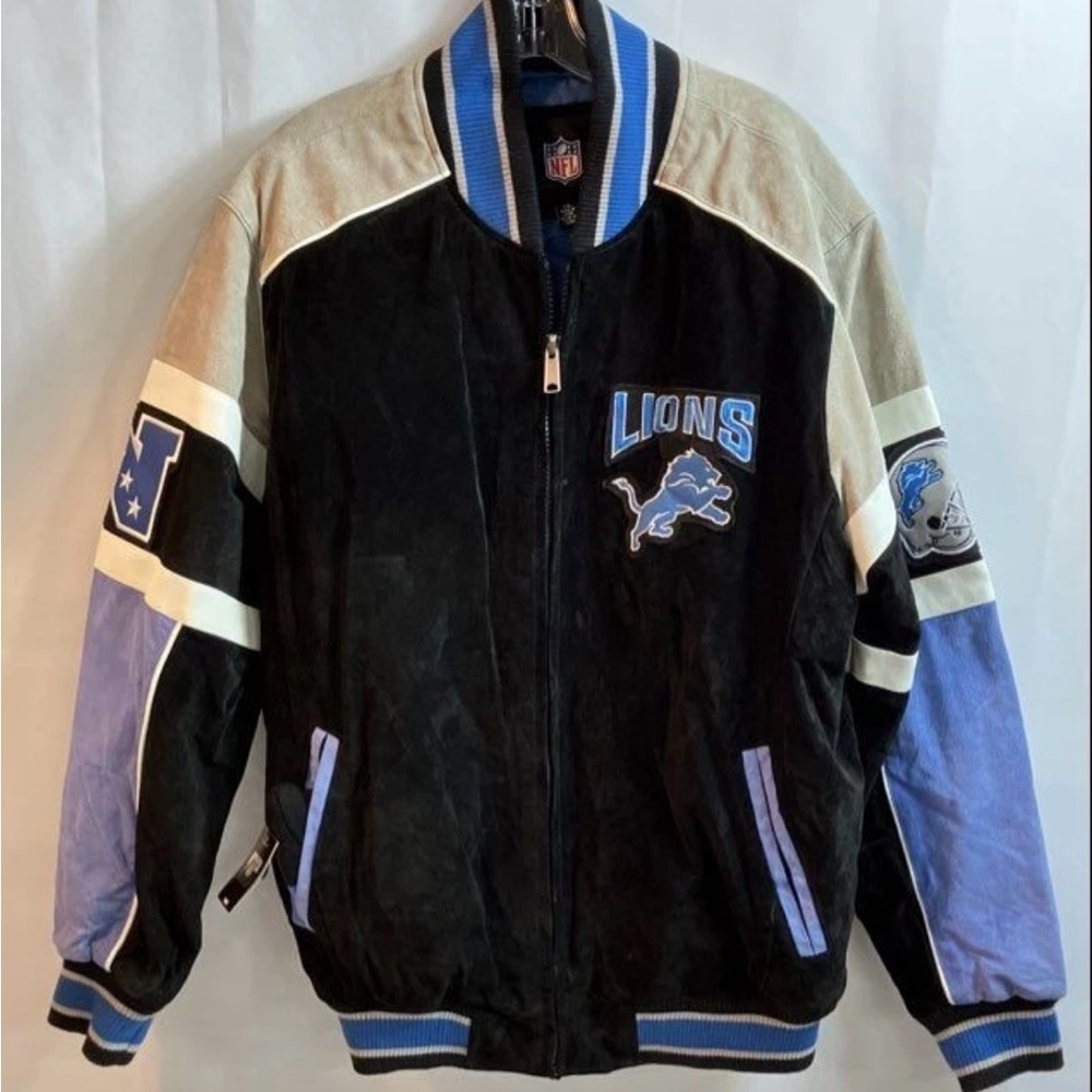 Detroit Lions Leather Jacket Size Large